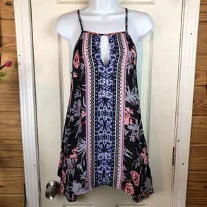 Express Women's Sleeveless Floral Print Front KeyHole Tunic Tank Top Size Small